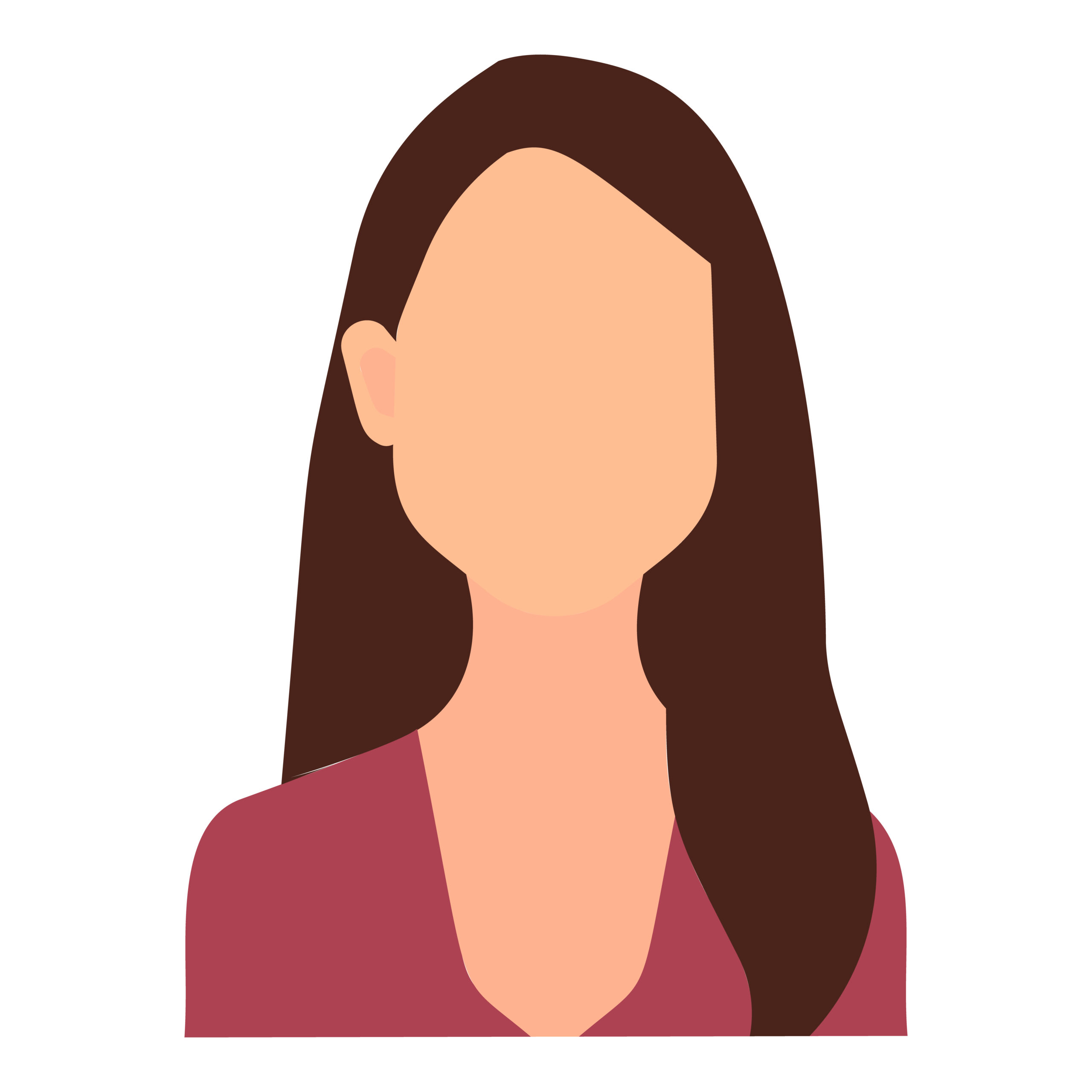 Woman with long brown hair in pink shirt